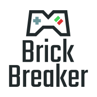 brick breaker logo words with controller